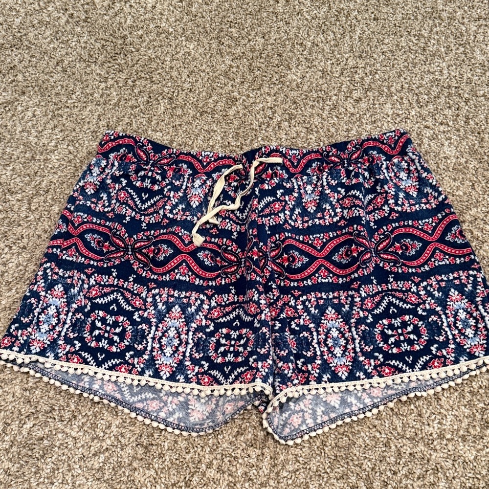 Cloud Chaser High Waist Shorts with Navy and Pink Design